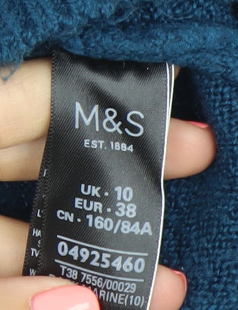 Marks and Spencer Womens Blue Beaded V-Neck Pullover Jumper Size 10