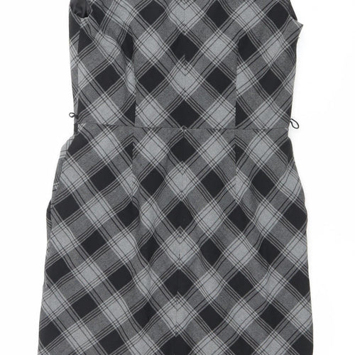 AB Studio Women’s Grey Check Sheath Dress Size 6 Sleeveless Workwear