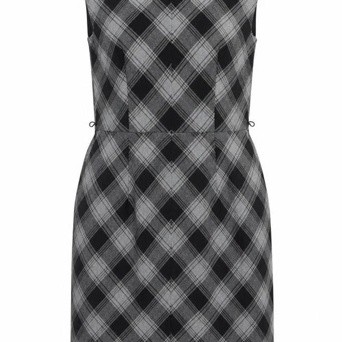 AB Studio Women’s Grey Check Sheath Dress Size 6 Sleeveless Workwear