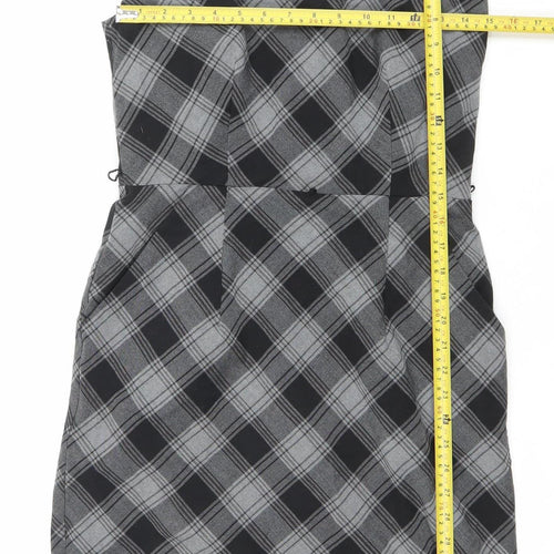 AB Studio Women’s Grey Check Sheath Dress Size 6 Sleeveless Workwear