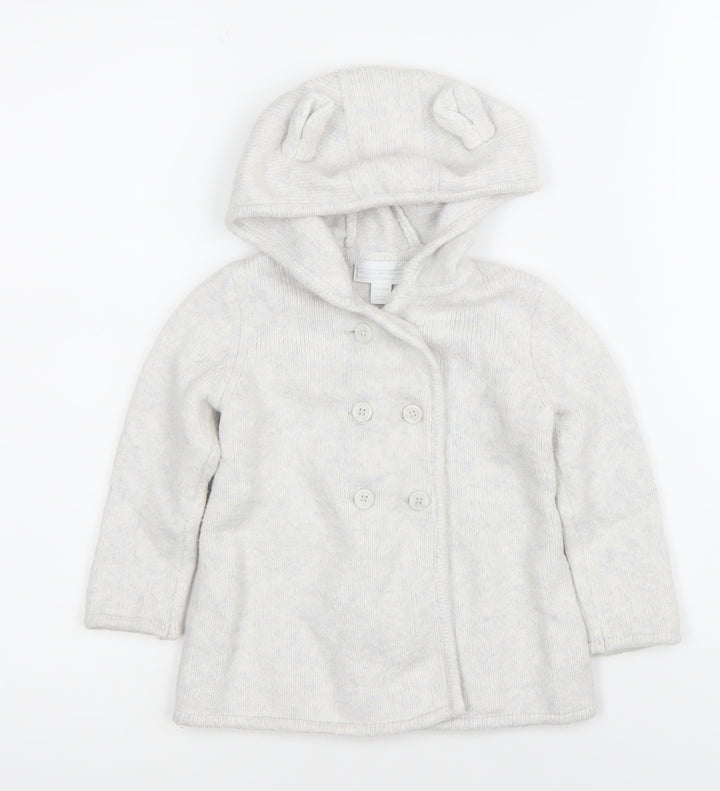 The Little White Company Unisex Baby Ivory Hooded Cardigan 12-18 Months