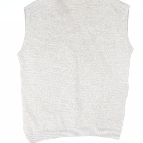 mai-ly Men’s Beige XL Sleeveless Knit Geometric Jumper Vest