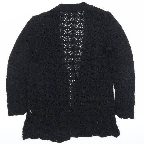 Glimpse Design Unisex Black Open-Knit Crochet Cardigan M V-Neck