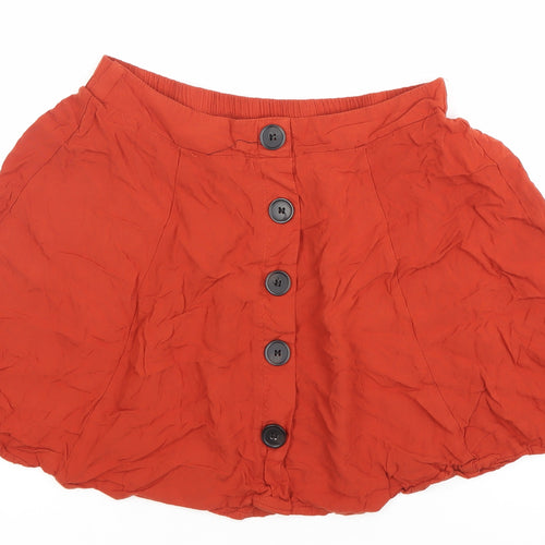 Forever 21 Women’s Red A-Line Button Skirt Size M Rayon