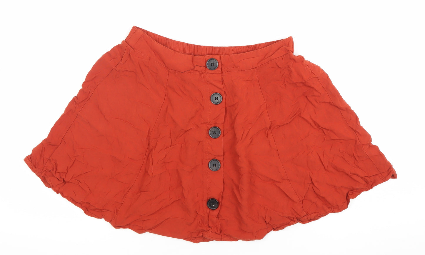 Forever 21 Women’s Red A-Line Button Skirt Size M Rayon