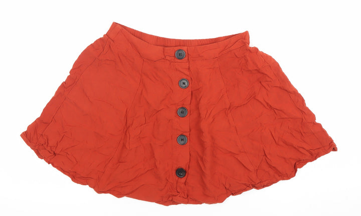 Forever 21 Women’s Red A-Line Button Skirt Size M Rayon