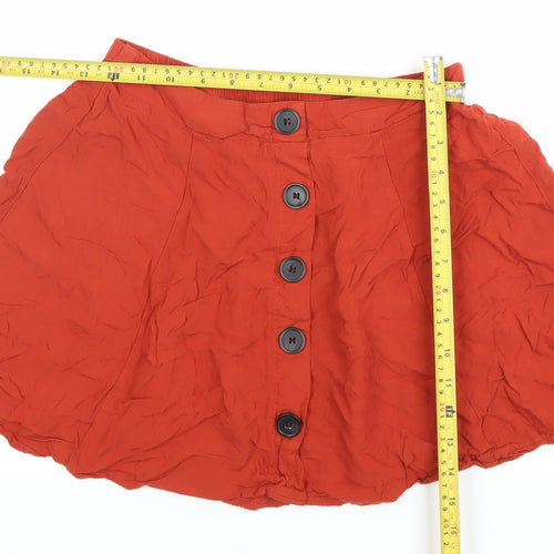 Forever 21 Women’s Red A-Line Button Skirt Size M Rayon