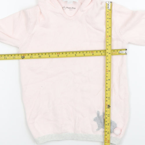 The Little White Company Girls Pink Bunny Hooded Cotton Jumper 5 Years