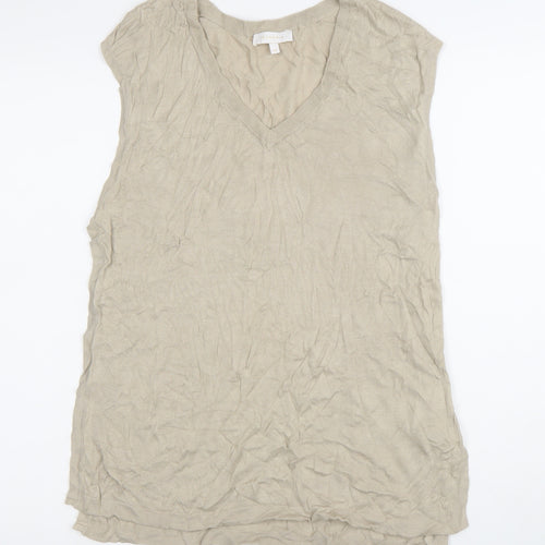 Intropia Women’s Beige Linen Sleeveless V-Neck Tank Top XS