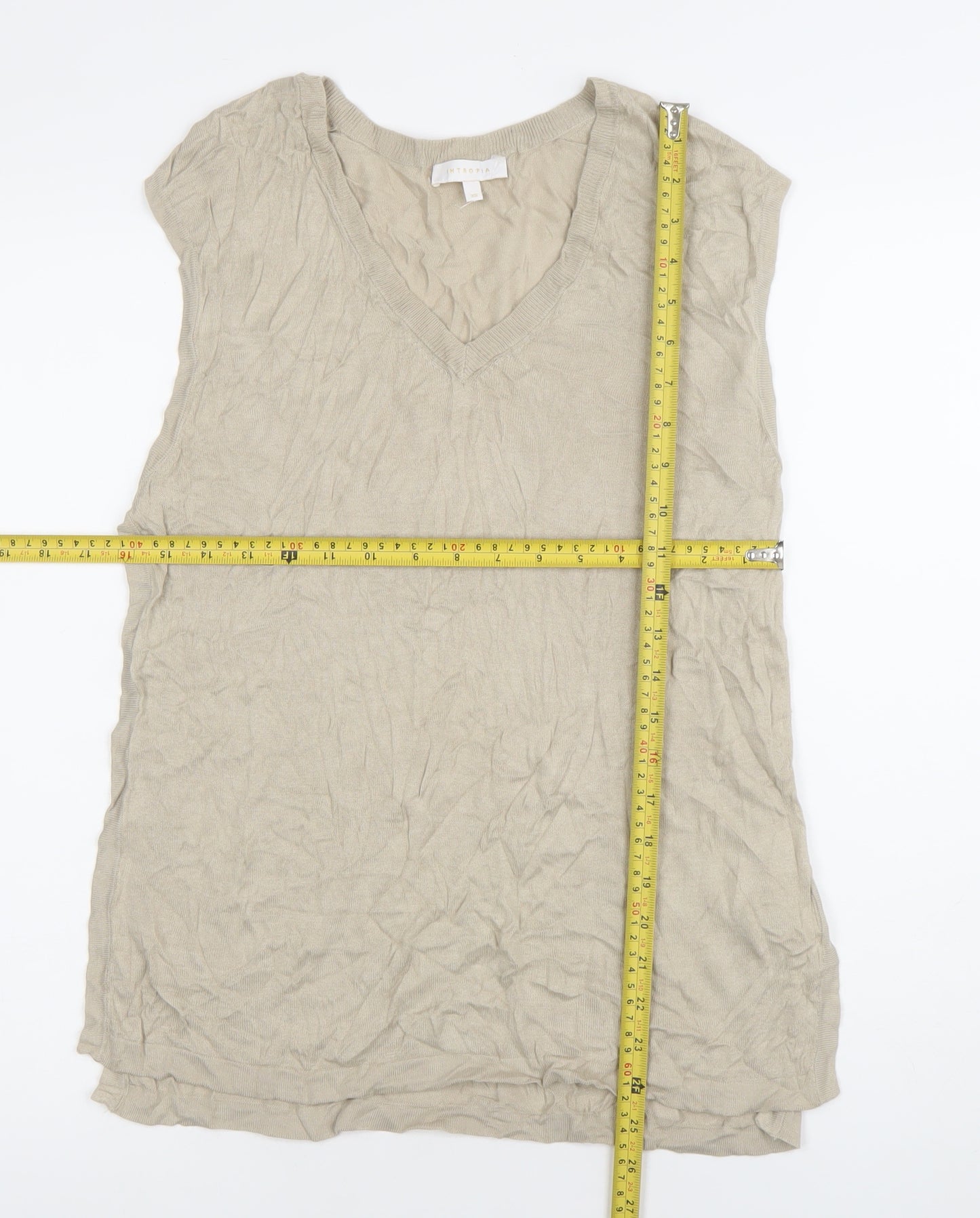Intropia Women’s Beige Linen Sleeveless V-Neck Tank Top XS