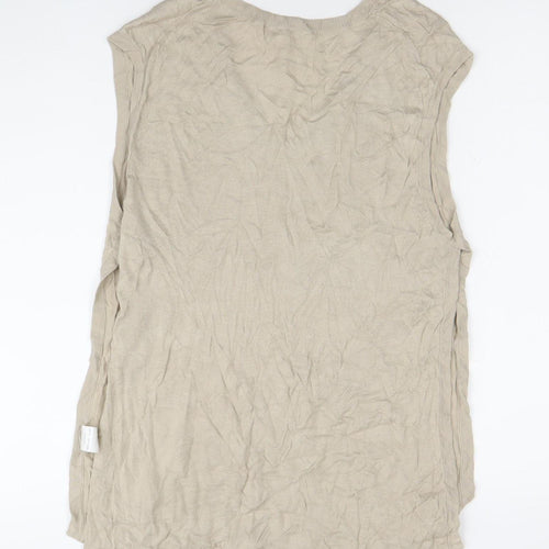 Intropia Women’s Beige Linen Sleeveless V-Neck Tank Top XS