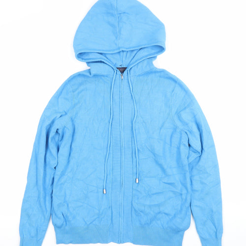 Marks and Spencer Women’s Blue Full Zip Hoodie XS Cotton Blend