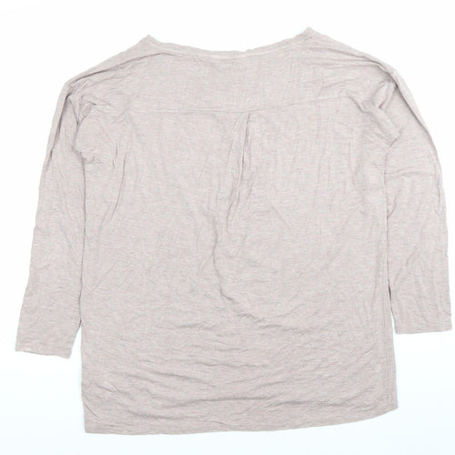 Arabella & Addison Womens Beige M Basic 3/4 Sleeve Jersey Top