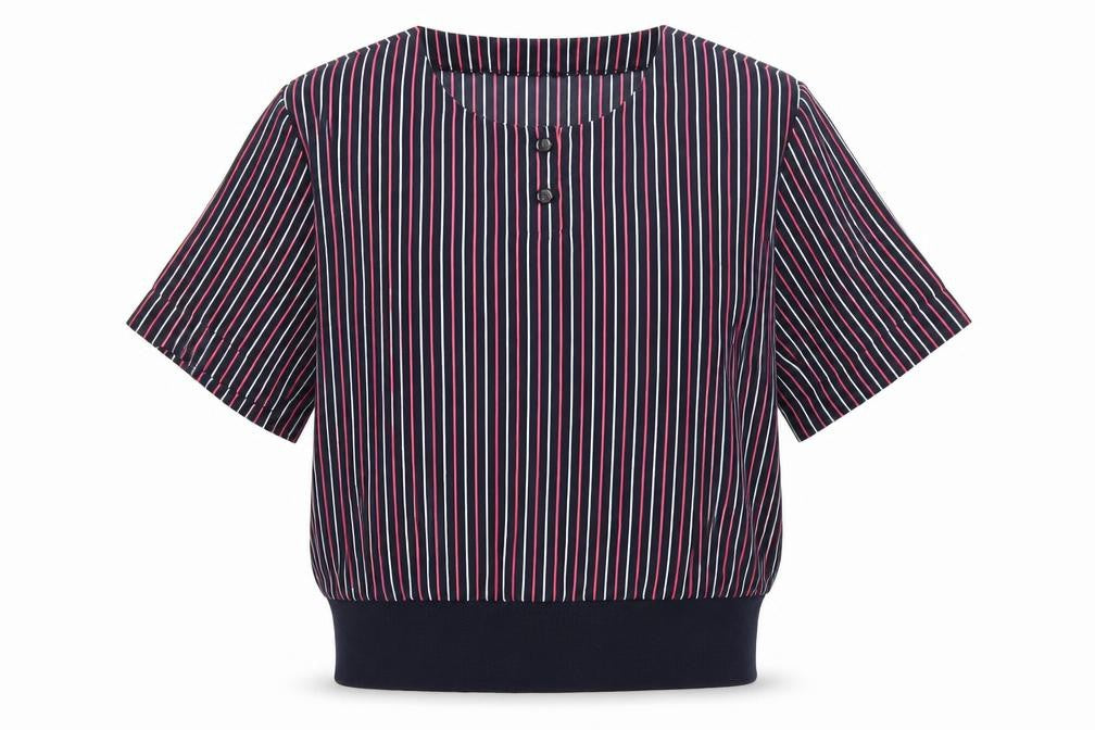 Front view of Precis Women’s Multicoloured Striped Blouse, size UK 16, Polyester