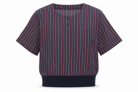 Front view of Precis Women’s Multicoloured Striped Blouse, size UK 16, Polyester