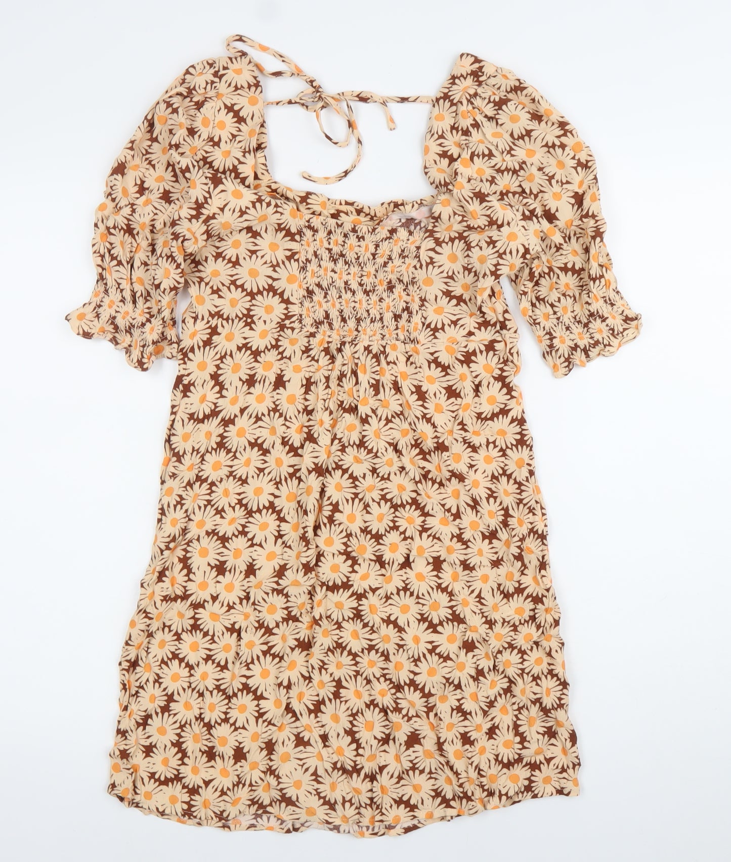 Mango Women’s Brown Floral Knee Length A-Line Dress Size M