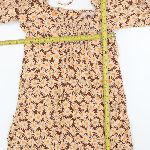 Mango Women’s Brown Floral Knee Length A-Line Dress Size M