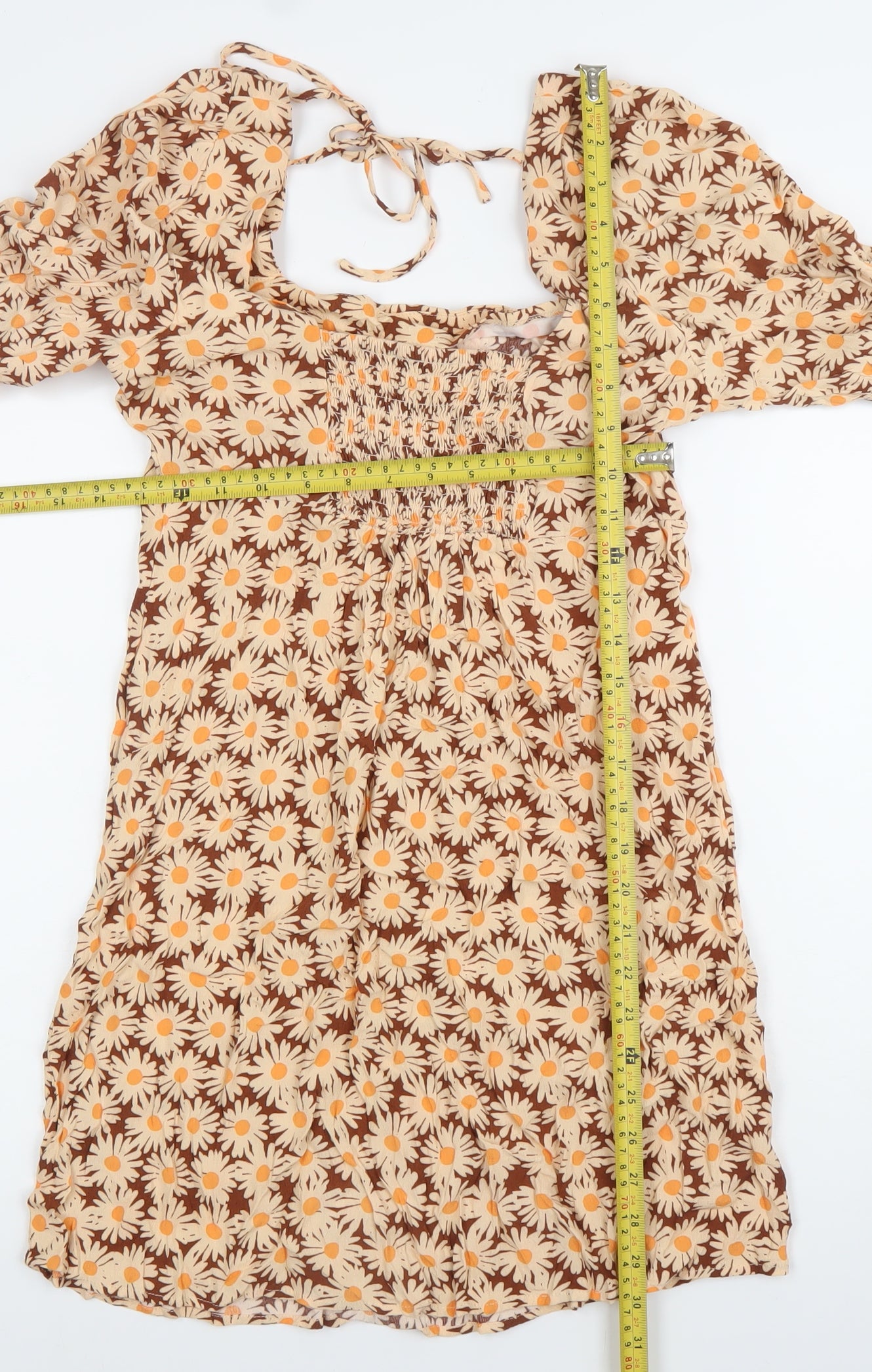 Mango Women’s Brown Floral Knee Length A-Line Dress Size M