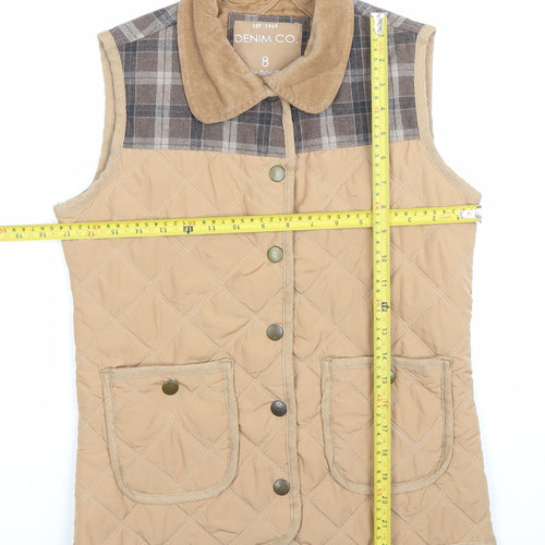 Denim Co Women’s Beige Quilted Waistcoat Size 8 Casual