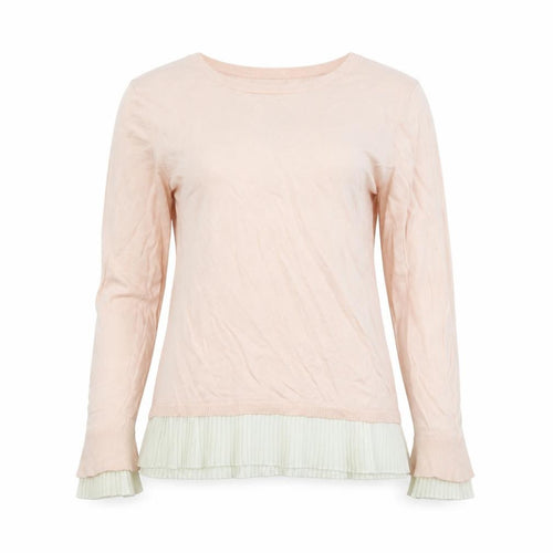 Oasis Womens Pink Pleated Hem Crew Neck Long Sleeve Jumper Size S