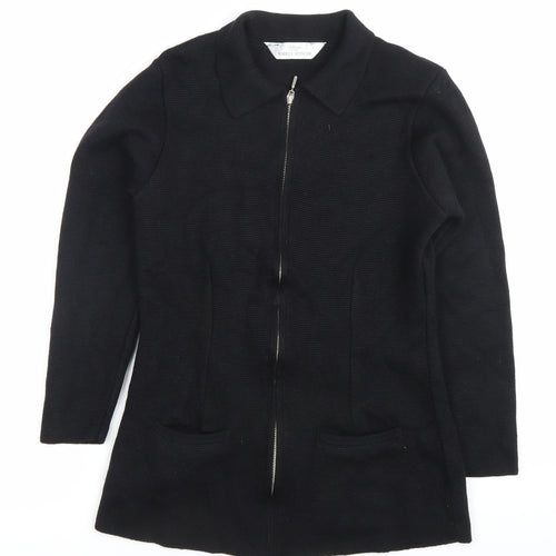Marks and Spencer St Michael Womens Black Wool Zip Cardigan UK 10