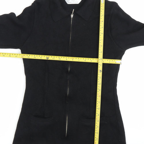 Marks and Spencer St Michael Womens Black Wool Zip Cardigan UK 10
