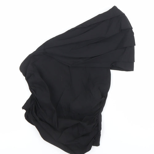 Zara Women Black One Shoulder Ruffle Blouse Size 8 Slim Fit