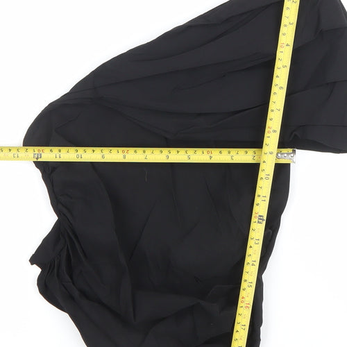 Zara Women Black One Shoulder Ruffle Blouse Size 8 Slim Fit