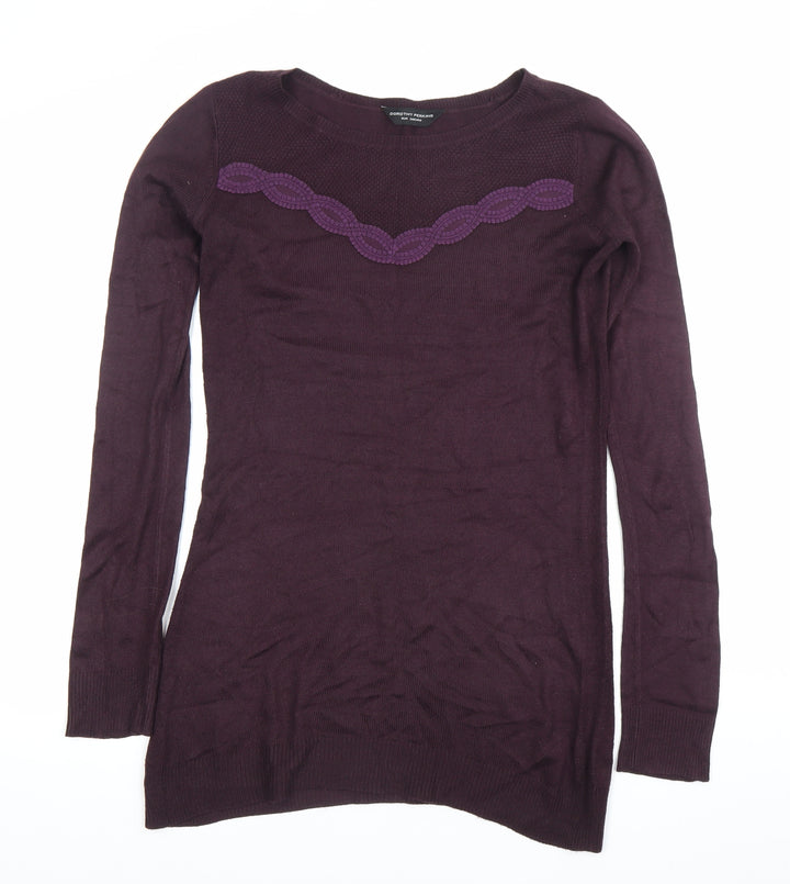 Dorothy Perkins Womens Purple Size 6 Tunic Jumper Long Sleeve Crew Neck