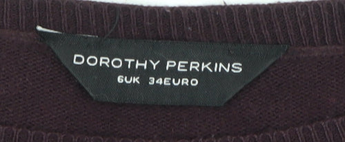 Dorothy Perkins Womens Purple Size 6 Tunic Jumper Long Sleeve Crew Neck