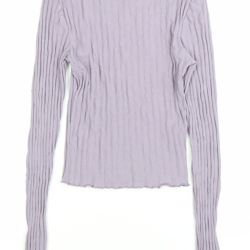 ASOS DESIGN Women’s Purple Long Sleeve Slim Fit Crew Neck Top Size 8