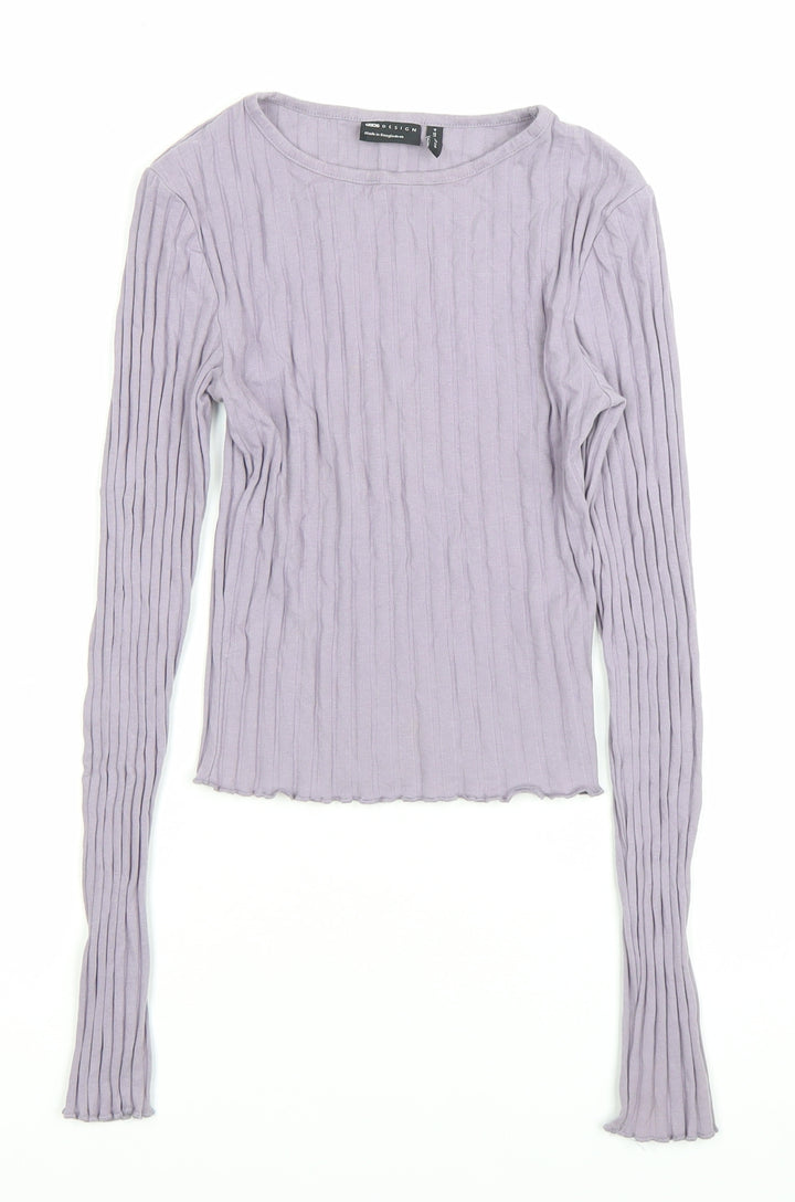 ASOS DESIGN Women’s Purple Long Sleeve Slim Fit Crew Neck Top Size 8