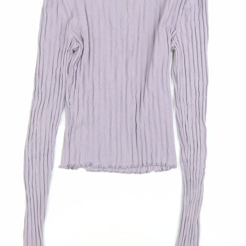ASOS DESIGN Women’s Purple Long Sleeve Slim Fit Crew Neck Top Size 8