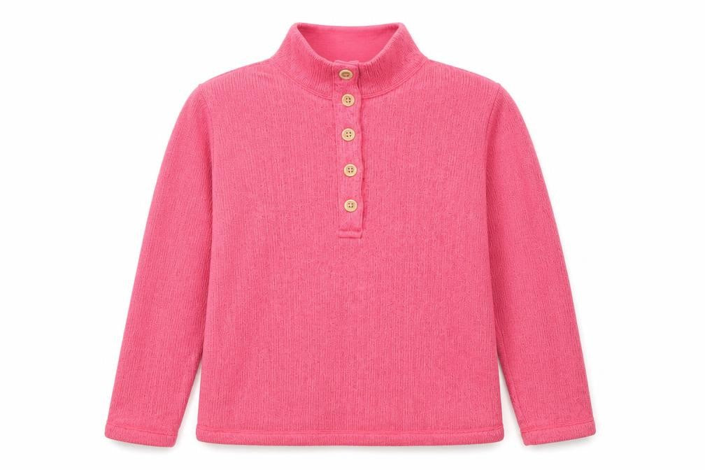 Lands' End Womens Pink Henley Sweatshirt UK M Cotton Blend