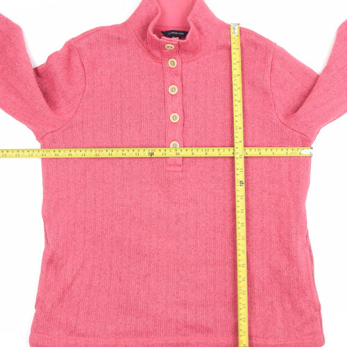 Lands' End Womens Pink Henley Sweatshirt UK M Cotton Blend