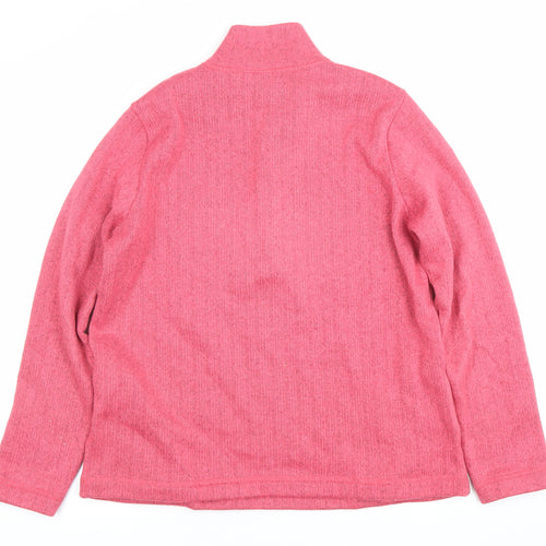 Lands' End Womens Pink Henley Sweatshirt UK M Cotton Blend