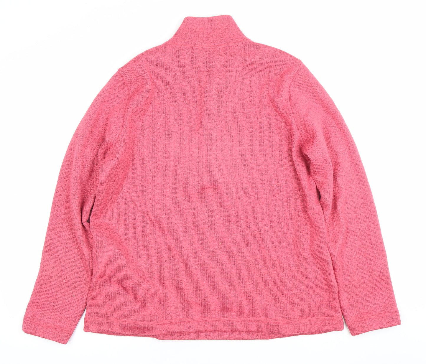 Lands' End Womens Pink Henley Sweatshirt UK M Cotton Blend