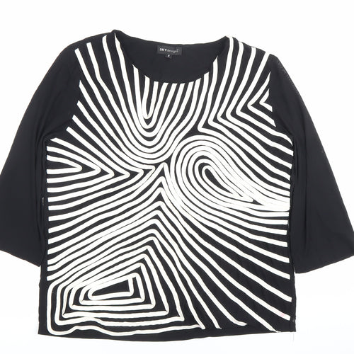 Sky Designs Women’s Black Striped Tunic Blouse Size 4 Polyester