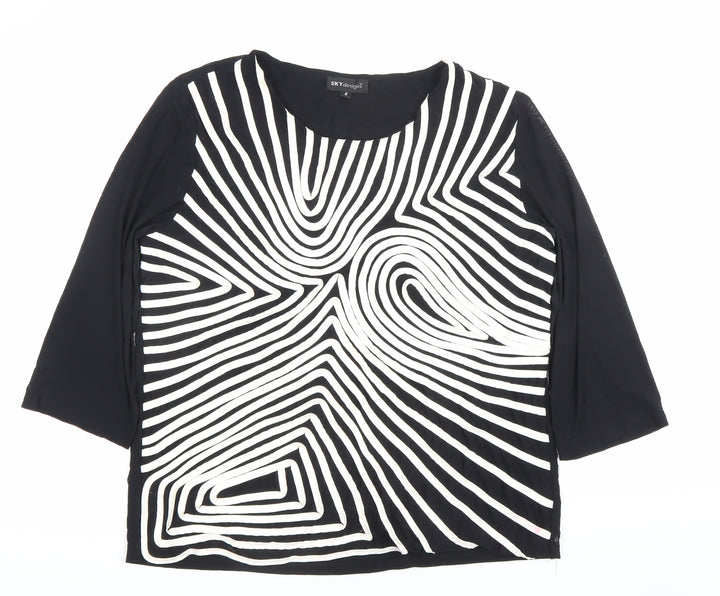 Sky Designs Women’s Black Striped Tunic Blouse Size 4 Polyester