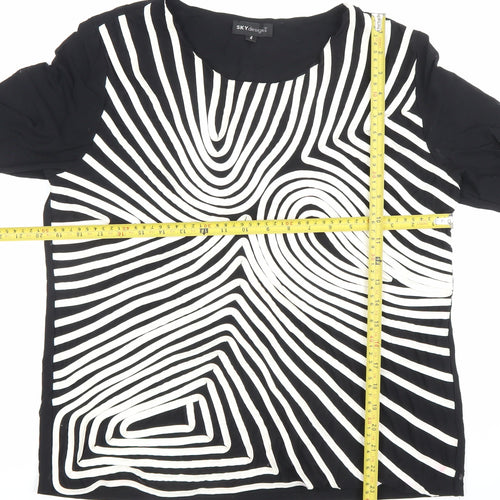 Sky Designs Women’s Black Striped Tunic Blouse Size 4 Polyester