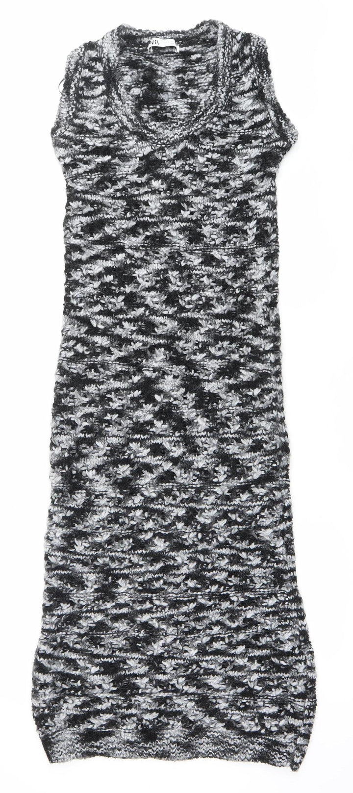 Zara Women’s Black Grey Knit Bodycon Dress Size 8 Sleeveless