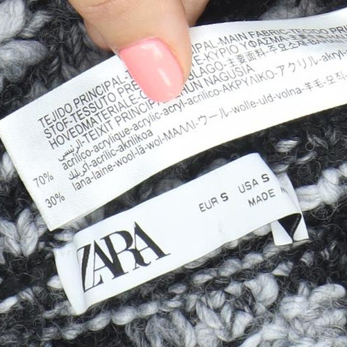 Zara Women’s Black Grey Knit Bodycon Dress Size 8 Sleeveless