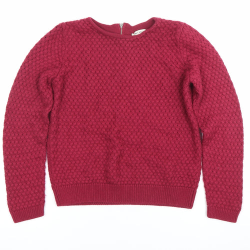 LCW Casual Womens Red Knit Pullover Jumper Size M Crew Neck