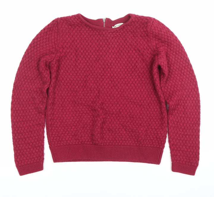 LCW Casual Womens Red Knit Pullover Jumper Size M Crew Neck