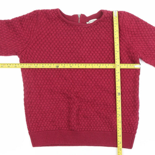 LCW Casual Womens Red Knit Pullover Jumper Size M Crew Neck