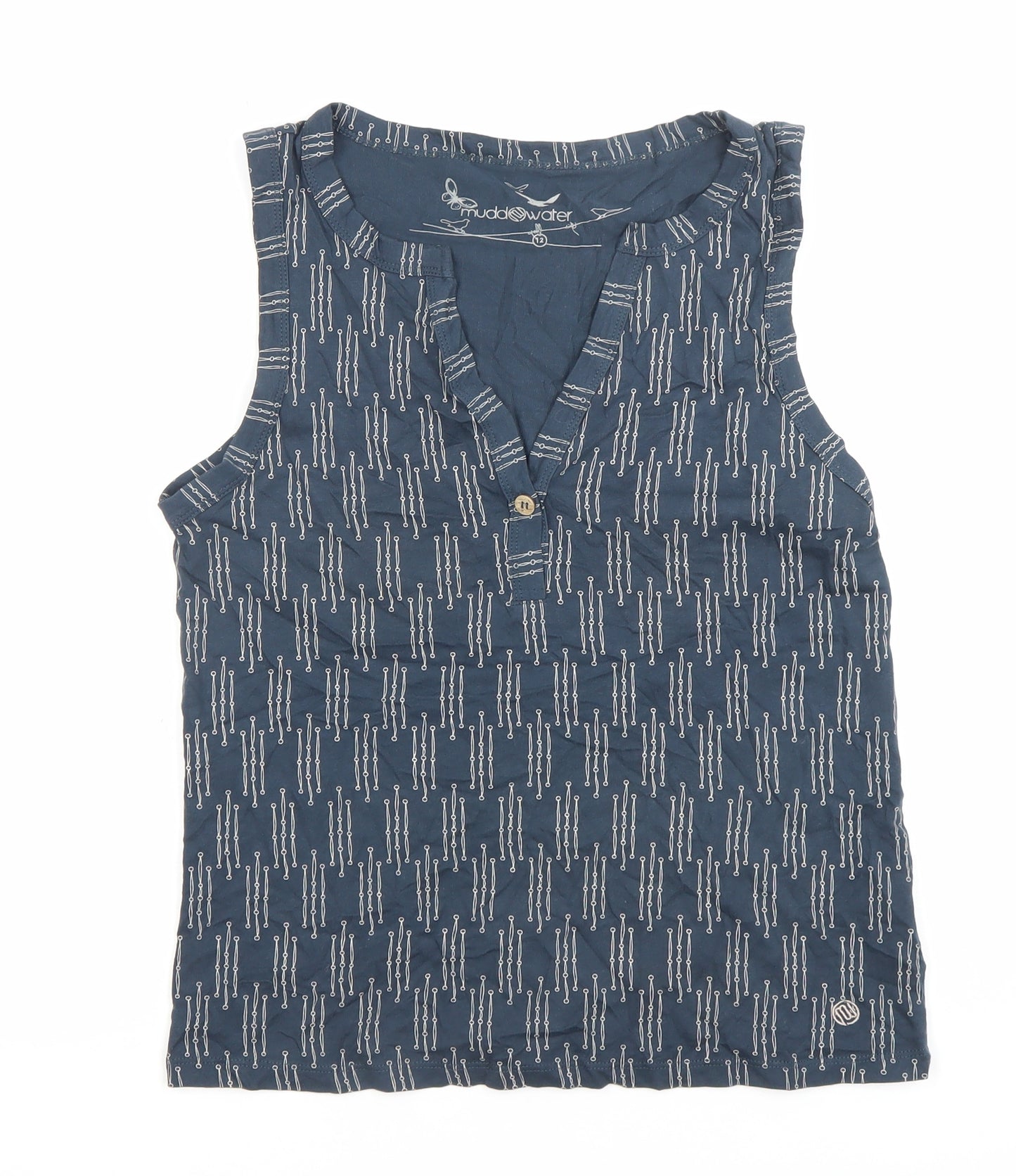Mudd & Water Womens Blue Organic Cotton Tank Top Size 12 V-Neck
