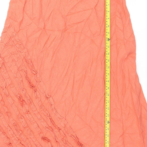 Marks and Spencer Women’s Orange Linen Blend A-Line Midi Skirt Size 12