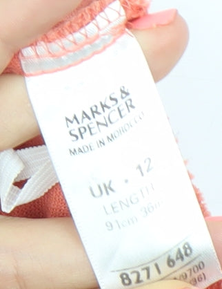 Marks and Spencer Women’s Orange Linen Blend A-Line Midi Skirt Size 12