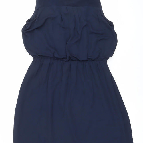 Warehouse Womens Blue Beaded Shift Dress UK 14 Knee Length Sleeveless