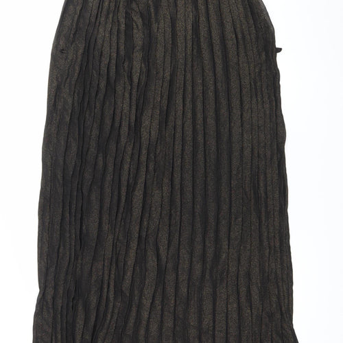 Rare London Women’s Black Glitter Pleated Maxi Dress Size 8